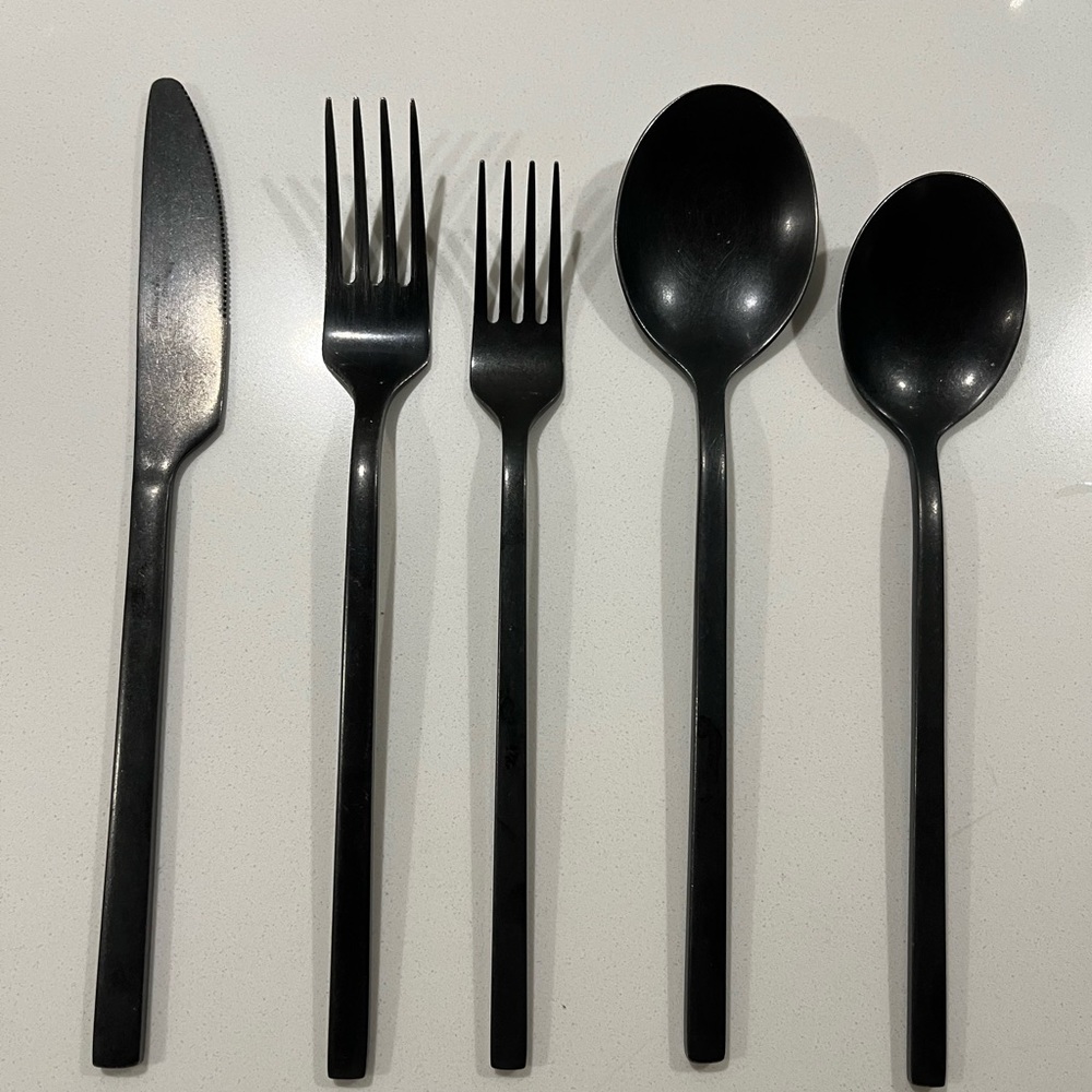 CB2 Matte Black Flatware Set